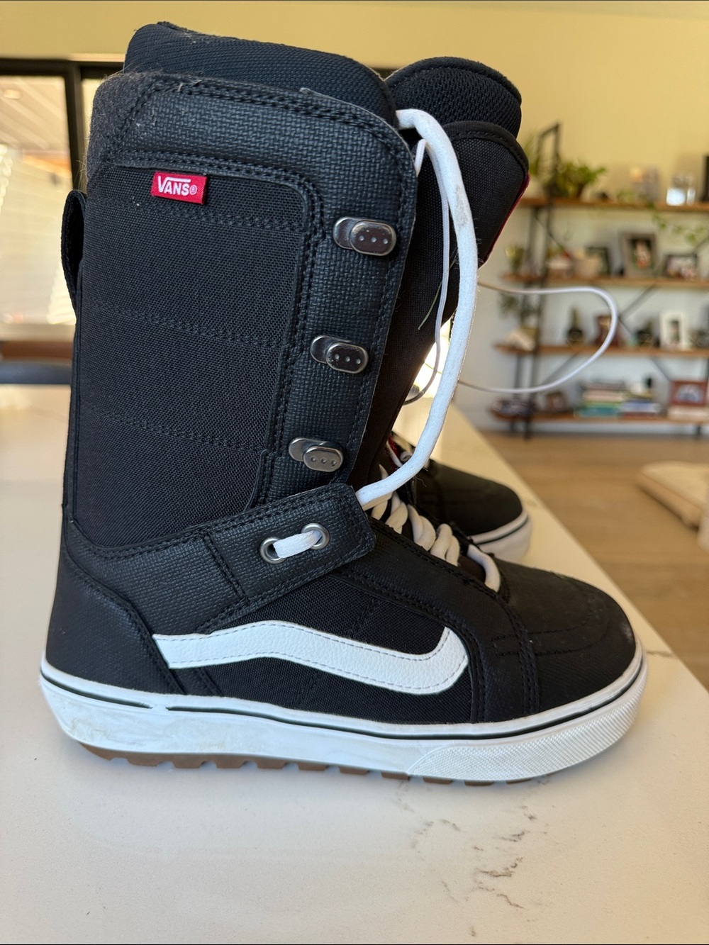 Vans Black and White High-Top Snowboard Boots